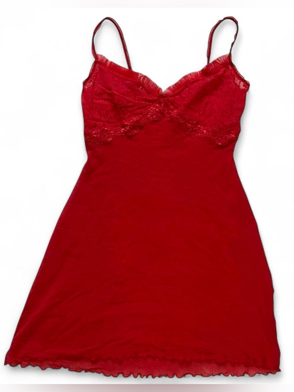 Versailles Red Lacy Mesh Slip Dress & Panty Lingerie 2 Piece Matching Set Size L